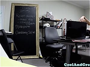 smallish waitress slurped and drilled in the office