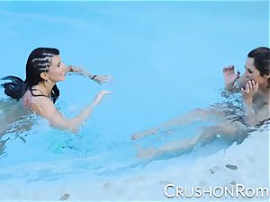 kick women - Romi Rain and Reena Sky plumb in the pool