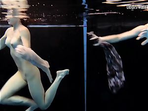 2 femmes swim and get bare spectacular